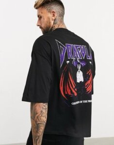 ASOS DESIGN Dracula oversized t-shirt with back print in black