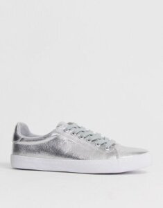 ASOS DESIGN Dustin lace up sneakers in silver