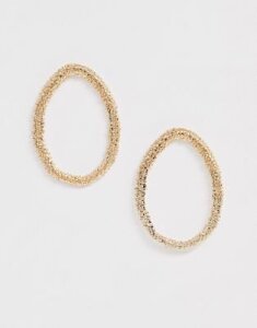 ASOS DESIGN earrings in textured open circle in gold tone