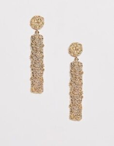 ASOS DESIGN earrings with stud and bar drop in gold tone