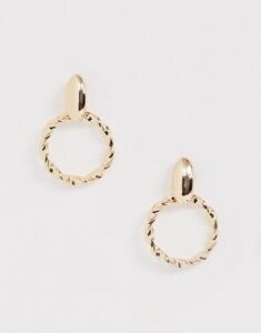 ASOS DESIGN earrings with twist open circle drop in gold tone