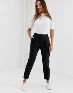 ASOS DESIGN elasticated clean tapered pants-Black