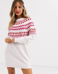 ASOS DESIGN embellished fairisle christmas sweater dress-Multi