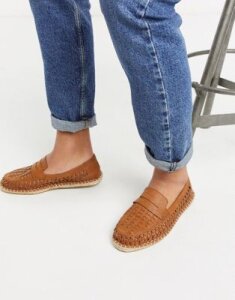 ASOS DESIGN espadrille loafers in tan weave