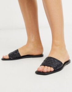 ASOS DESIGN Faultless leather woven mule sandals in black