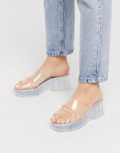 ASOS DESIGN Favorite chunky double strap 90s jelly sandals in clear