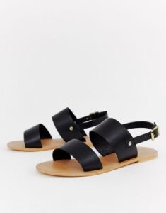 ASOS DESIGN Faye leather flat sandals-Black