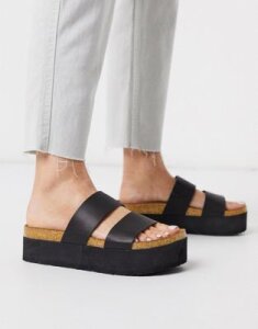 ASOS DESIGN Fiery chunky double strap mule sandals in black