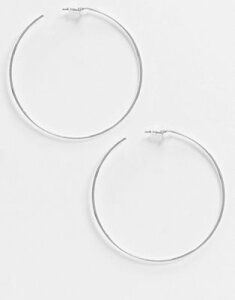 ASOS DESIGN fine wire 50mm hoop earrings in silver tone