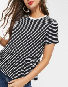 ASOS DESIGN fitted smock with skinny stripe in wash-Black