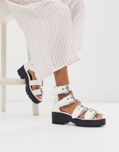 ASOS DESIGN Fixation chunky hardware sandals in white croc