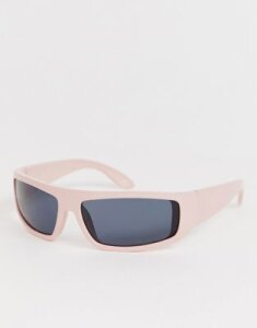 ASOS DESIGN full frame visor sunglasses-White