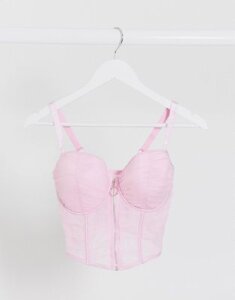 ASOS DESIGN Fuller Bust Aliki sheer ruched underwired padded bra with zip front-Pink