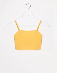 ASOS DESIGN fuller bust mix and match simple square neck crop beach top in pastel orange crinkle