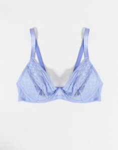 ASOS DESIGN Fuller Bust Ziana geo elastic & lace underwire bra-Blue
