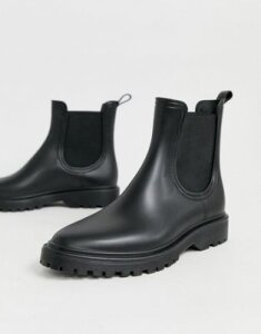 ASOS DESIGN Gentle chunky chelsea rain boots-Black
