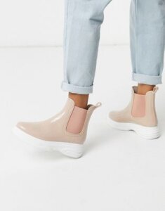 ASOS DESIGN Given sporty wellies in beige-Pink