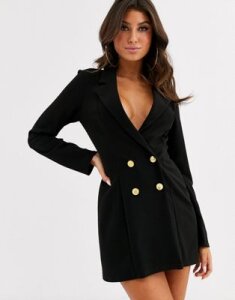 ASOS DESIGN glam double breasted jersey blazer-Black