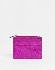 ASOS DESIGN glitter cardholder with coinpurse-Pink