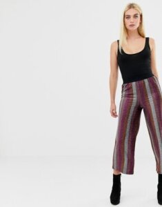 ASOS DESIGN glitter stripe cropped straight leg pants-Multi