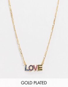 ASOS DESIGN gold plated necklace with 'love' cubic zirconia crystal pendant