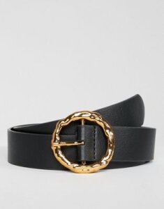 ASOS DESIGN hammered gold circle waist & hip jeans belt-Black