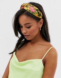 ASOS DESIGN headband with twist front in vintage style scarf print-Multi