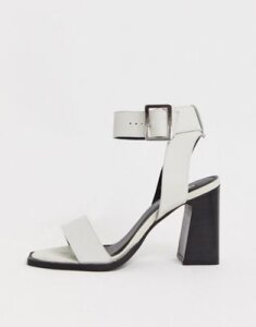 ASOS DESIGN Herbert leather block heeled sandals in white