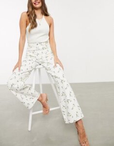 ASOS DESIGN High rise 'Relaxed' dad jeans in antique floral print-Multi