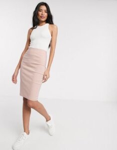 ASOS DESIGN high waist pencil skirt-Pink