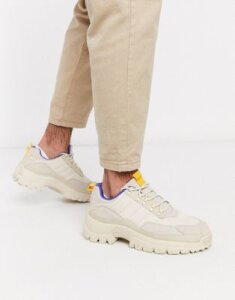 ASOS DESIGN hiker sneakers in stone with chunky sole
