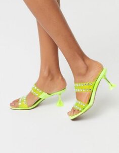 ASOS DESIGN Hitch embellished heeled mules in lime-Green