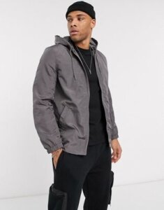 ASOS DESIGN hooded coach jacket in charcoal-Gray