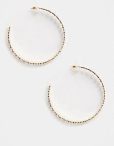 ASOS DESIGN hoop earrings in disc design in gold tone