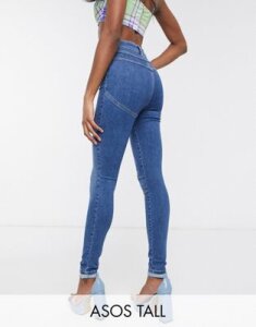 ASOS DESIGN Hourglass Tall 'Lift and Contour' skinny jeans in midwash-Blue