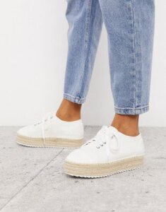 ASOS DESIGN January lace up espadrille sneakers in white