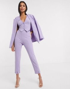 ASOS DESIGN jersey slim fit suit pants-Purple