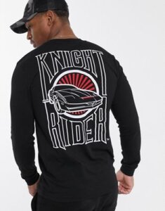 ASOS DESIGN Knight Rider long sleeve t-shirt with back print-Black