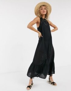 ASOS DESIGN lace insert trapeze maxi dress with pephem in black