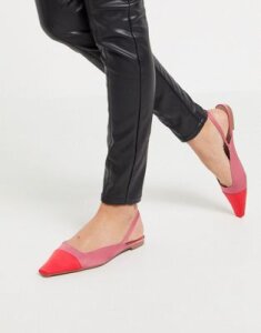 ASOS DESIGN Language slingback ballet flats in pink and red-Multi