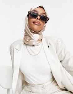 ASOS DESIGN large plain headscarf in beige polysatin