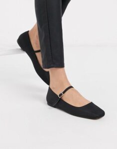 ASOS DESIGN Late mary jane ballet flats in black