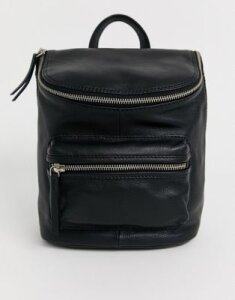 ASOS DESIGN leather zip detail backpack-Black