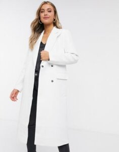ASOS DESIGN lightweight coat in ivory-White