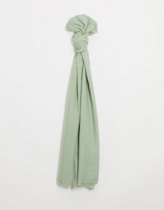 ASOS DESIGN lightweight scarf with raw edge in sage-Green