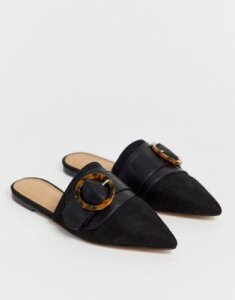 ASOS DESIGN Limit buckle pointed mules in black