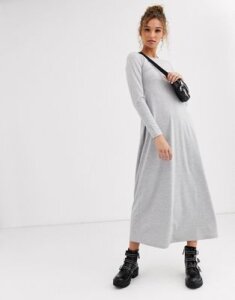 ASOS DESIGN long sleeve maxi t-shirt dress in gray