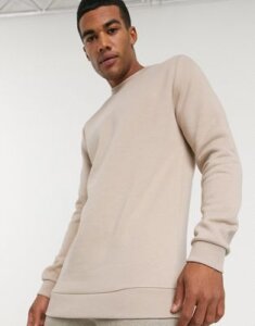 ASOS DESIGN longline sweatshirt in beige marl