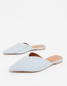 ASOS DESIGN Lou pointed mules in blue weave