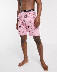 ASOS DESIGN lounge pyjama short in dusty pink with constellation print and branded waistband